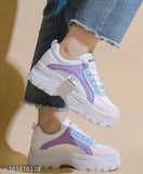 Purple colorblocked mesh and rubber kids' party shoes, lace-up design for trendy women's footwear