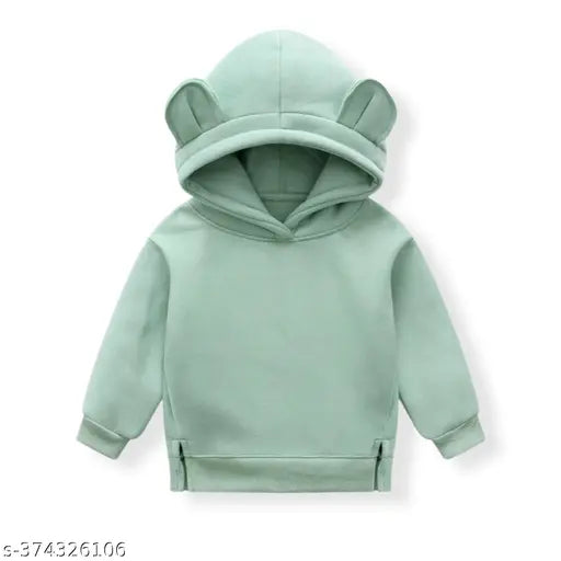 Solid unisex full sleeve 100%fleece kids hoodie. Indian-made, perfect for 1-12 year olds with long sleeves and various sizes