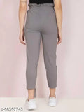 Skiny cotton lycra belt trousers - solid net, waist size 28-36 inches, India-made fashion wear