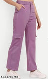 Cotton Lycra TINA COLLECTION cargo pants, solid net pattern for girls & women party wear, 2 box packets (sizes: 26, 28, 30, 32)