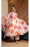 Georgette floral printed anarkali kurti palazzo set with dupatta, comfortable fit for all seasons