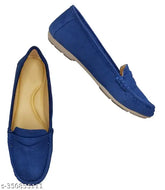 Blue suede ballerinas for women and girls, fashionable slip-on style with platform, made in India for casual or special occasions