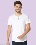 Stylish solid-colored cotton LAZYCHUNKS Henley t-shirt, full sleeves, regular fit for men