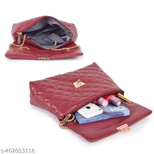 Faux leather crossbody sling bag, classy new unique design for women by GRAADA, durable shoulder bag with 1 compartment and free size (L10in x W3in x H6in)