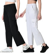 Cotton Blend 4-Pocket Cargo Pants combo for women & girls (XS-XXL), solid color design, multiple storage pockets, straight fit, made in India