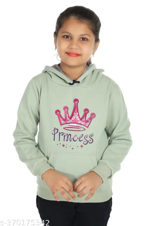 Printed polycotton hoodie sweatshirt for girls, long sleeves, size 3-4 years, India origin