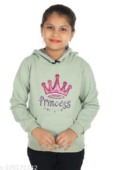 Printed polycotton hoodie sweatshirt for girls, long sleeves, size 3-4 years, India origin