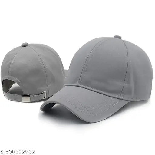 Grey adjustable cotton summer baseball sports cap combo for all, unisex sweat-proof design