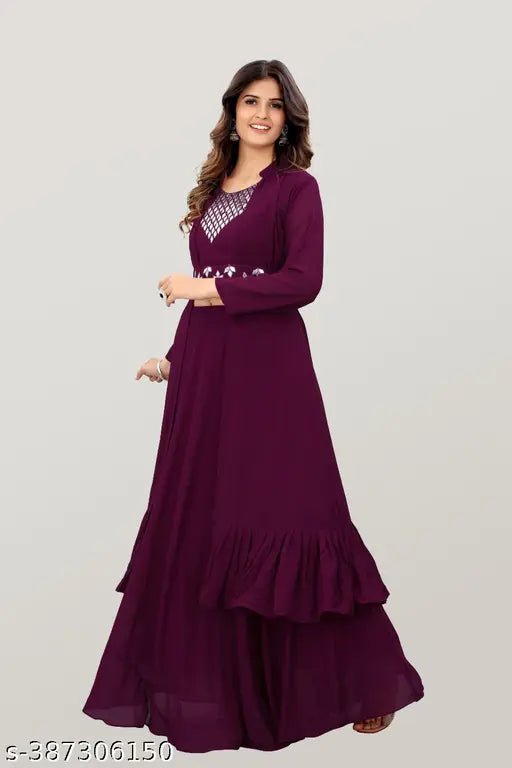 Indian embroidered Georgette blouse, 3/4 sleeve, S-XXL