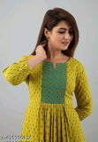 yellow printed rayon kurta with three-quarter sleeves, single pattern, India origin