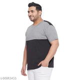 Bigbanana Clover black plus size colorblocked round neck t-shirt, cotton, short sleeves, plus size clothing