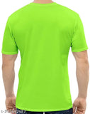White and fluorescent green round neck t-shirts combo, 100% high quality polyester sports wear for men and women in short sleeves, gym and cricket activity