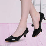 Black patent leather ballerina flats for women (IND-3, IND-8), comfortable and attractive, solid pattern