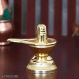 Gold-plated brass Vastu Feng Shui Shivling, 2.5" x 2.5" x 2", Indian wealth decor showpiece for home