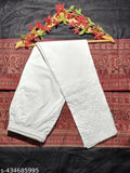Chikankari stretchable cotton-lycra pant, embroidered net, fully elasticated waist, 2 pockets. Modern Indian fashion for women