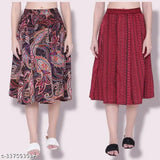 Printed crepe midi skirt combo for women (S-XXXL), Indian-made wardrobe essential