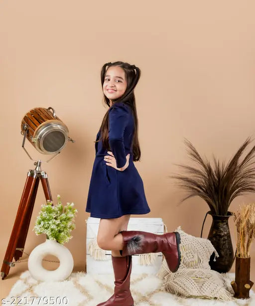 Navy Blue Full Sleeve Polyester Trench Jacket for Kids - Classic Design, Warm and Durable