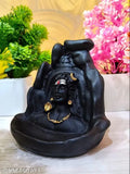 Poly resin Lord Shiva Adiyogi statue with 101 smoke backflow dhoop cones, Indian decorative showpiece (12cm H x 10cm W x 8cm L)