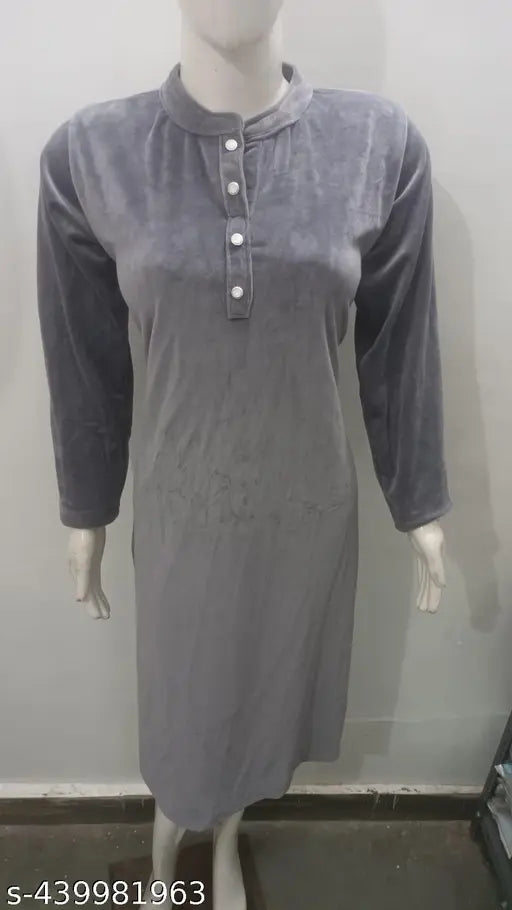 Navy Blue Velvet Winter Kurti for Ladies - Premium soft, no color fade, perfect for winter wear