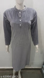 Navy Blue Velvet Winter Kurti for Ladies - Premium soft, no color fade, perfect for winter wear