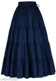 navy blue rayon solid-pattern western skirt for women, stylish lock design on a fashionable skirt with various sizes available