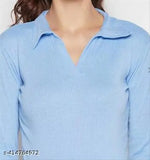 Blue cotton blend women's t-shirt, breathable and moisture-wicking, eco-friendly with easy care, versatile everyday wear in vibrant colors, XS-XXL sizes