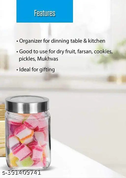 300 ml cube glass canister for pickles, spices, jam & pulses - airtight storage in modern, space-saving design