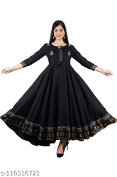Rayon Anarkali Kurti, printed combo, three-quarter sleeves, DVP Collections India