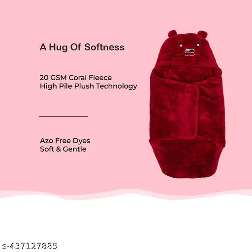 Maroon fleece AC blanket, lightweight single baby wrap (66x66 CM), ideal for AC rooms and safe for 0-6 month old babies