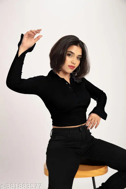 Casual lycra top with slit sleeves, corset vibes, solid design, XS (bust size 30in), made in India