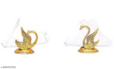 Gold-finished Swan napkin holder duck set (2pcs, 8.5cm x 11cm), Indian handicraft decorative showpiece for dining table or home decor