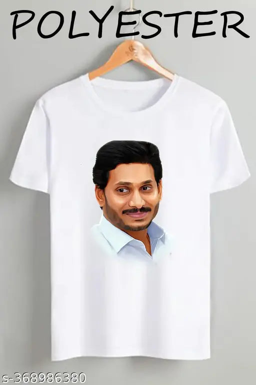 Smiling Jagan Mohan Reddy on printed net polyester short sleeve shirt, Indian-made fashion