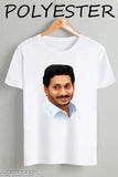 Smiling Jagan Mohan Reddy on printed net polyester short sleeve shirt, Indian-made fashion