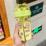 Yellow Kawaii double-sided sipper bottle, 420ml (pack of 1) for kids with leak-proof feature and BIS/ISI certification
