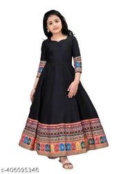 Black rayon maxi dress with colorful border, great for celebrations and special occasions