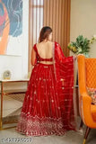 Voguish Indian net lehenga set with embroidered top and dupatta, free size (waist 42in, length 44in)