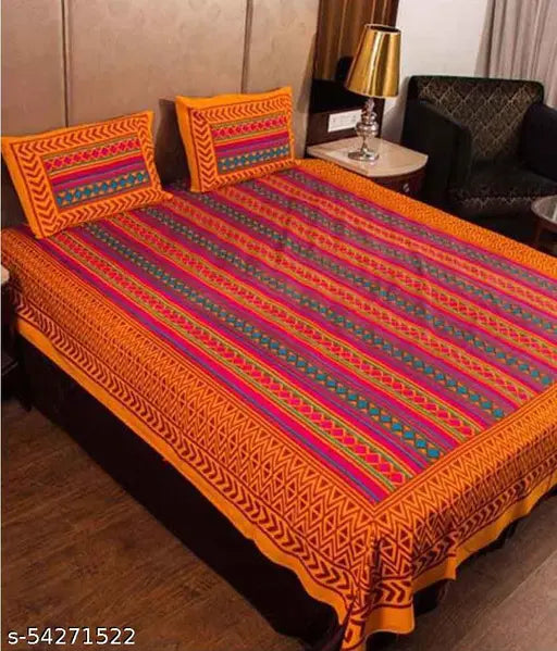 Jaipuri cotton double bed sheets combo, fine quality with 4 pillow covers, Indian-crafted design for adult bedrooms