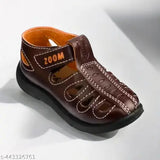 Synthetic leather Kids ZOOM Velcro sandals, lightweight, washable, striped net pattern for active play and comfort