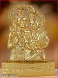 Gold-plated Haridwar divine Shiv parivar idol for car dashboard, 12cm x 6cm x 3cm, Indian temple home decor