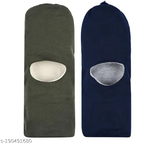 Woolen reversible monkey caps (12 yrs+, pack of 2) - warm, stretchable, and comfortable acrylic wool balaclavas for men & unisex