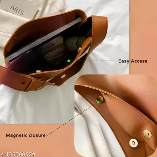 Tote Tan - PU solid-color bag, free size, Indian origin