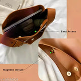 Tote Tan - PU solid-color bag, free size, Indian origin