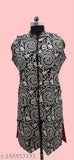 Printed cotton sleeveless ladies winter jacket, vibrant design for chilly weather, pocket detail