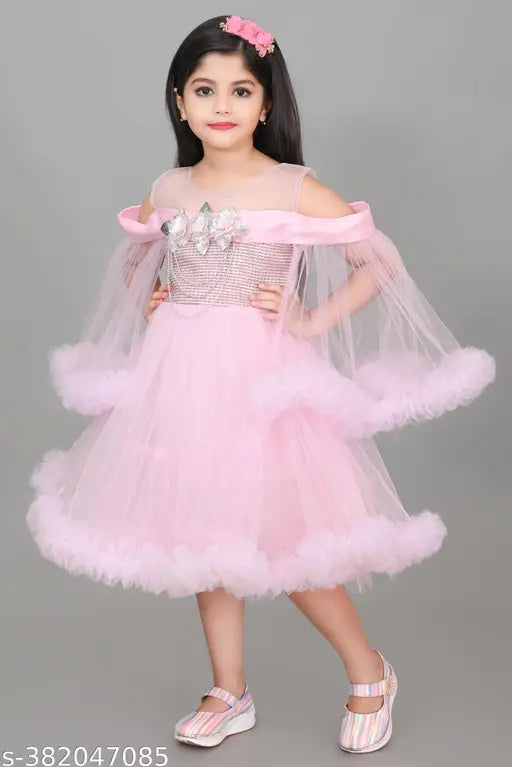 Pink embellished net sleeveless dress, munny-party-wear for festive/wedding occasions, suitable for Western wear, India origin