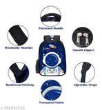 Blue Galaxyy polyester school backpack for class 1 to 8, free size with pencil compartment