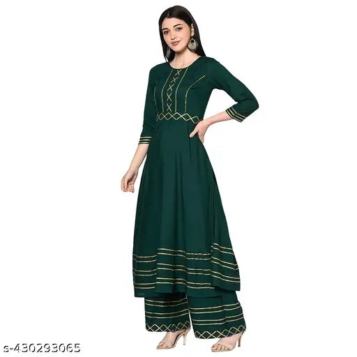Rayon Aniyah Women's Solid Anarkali Kurta with Zari Woven Pattern, three-quarter sleeves, S-XXXL sizes available