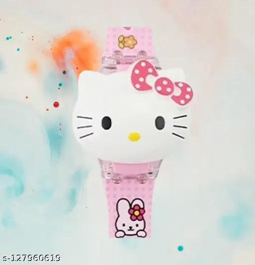 Digital glowing Hello Kitty watch with disco music & blinking lights, fun kids' toy in free size