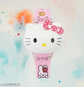 Glowing disco digital watch: 3D Hello Kitty action figure for kids, free size, made in India