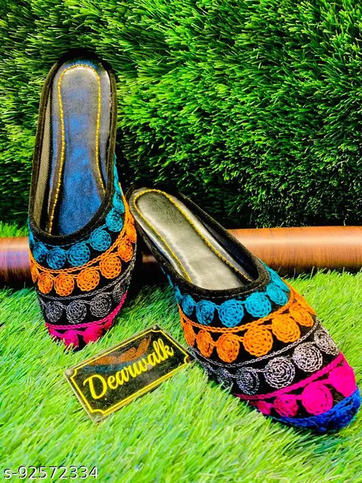 Multicolor embroidered Bellies & Ballerinas - trendy Indian flats with lightweight comfort, ideal for summer