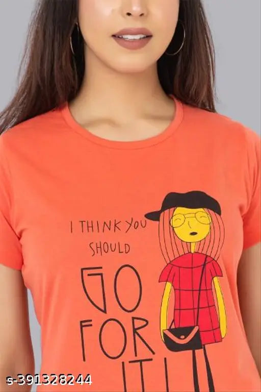 Stylish orange cotton night suit for women with beautiful print, premium quality pyjamas in Indian craftsmanship